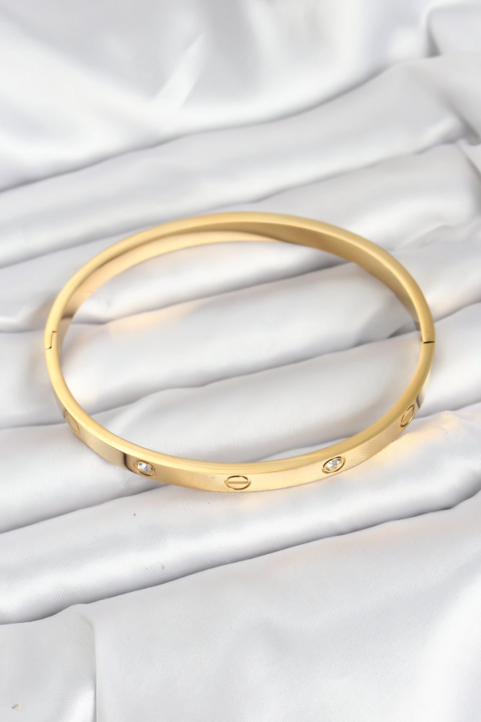 Shekka 316L Çelik Gold Renk Zirkon Taşlı 65 mm Kadın Kelepçe Bileklik — görsel 2