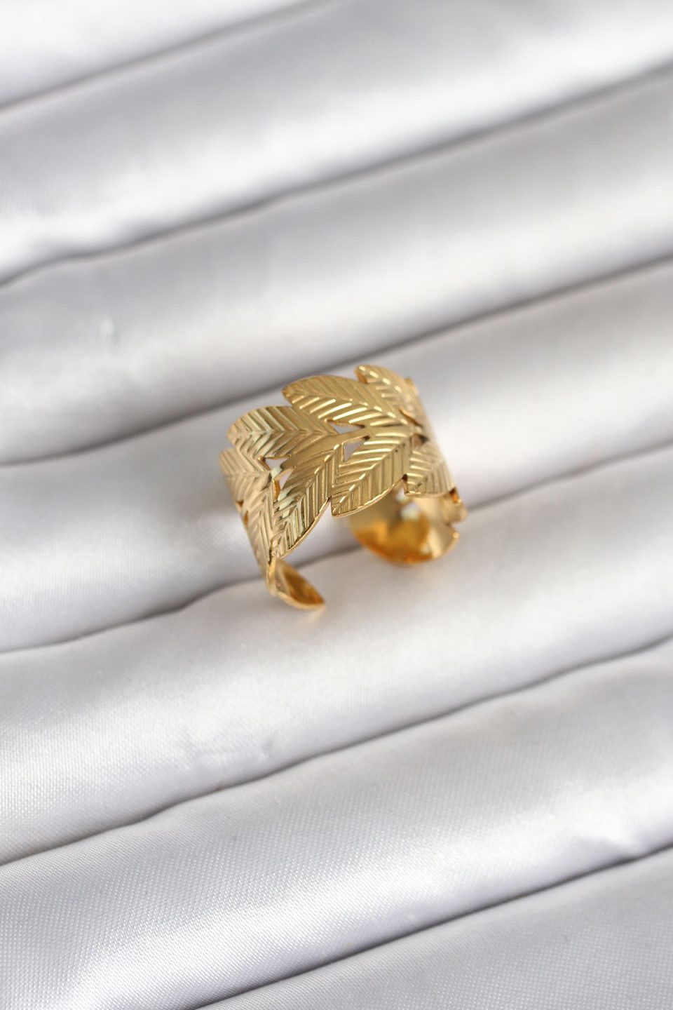 Shekka 316L Çelik Gold Renk Başak Modeli Kadın Yüzük