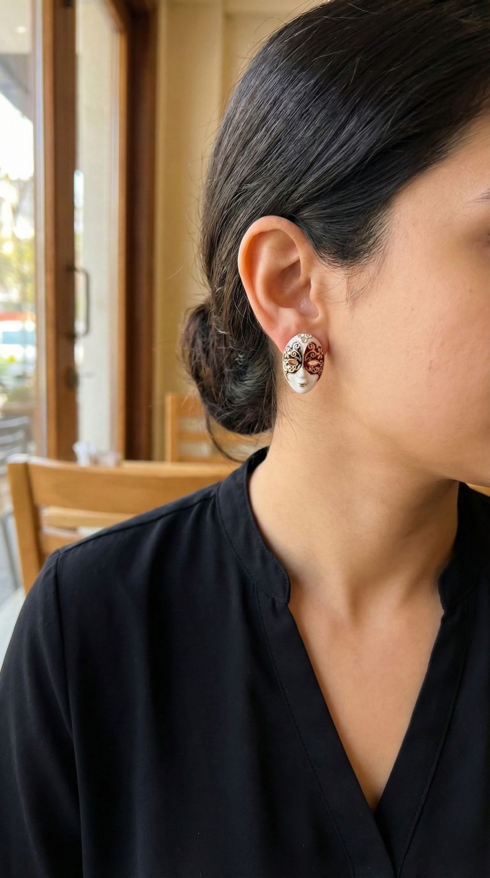 Shekka Maske Model Pirinç Kadın Küpe — görsel 2