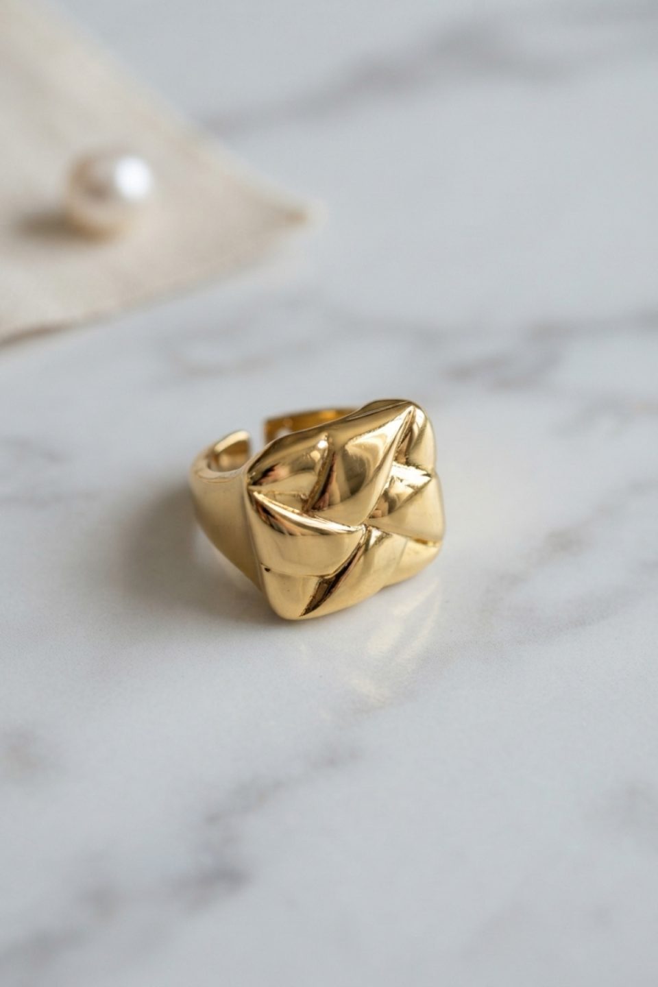 Shekka Geometrik Origami Tasarımlı Ayarlanabilir Gold Renk Yüzük