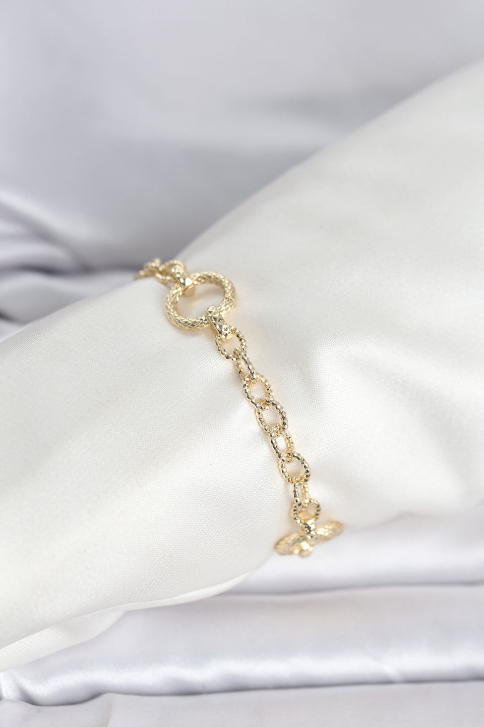 Shekka CM 14K Gold Renk Lazerli Halka Model Kadın Bileklik