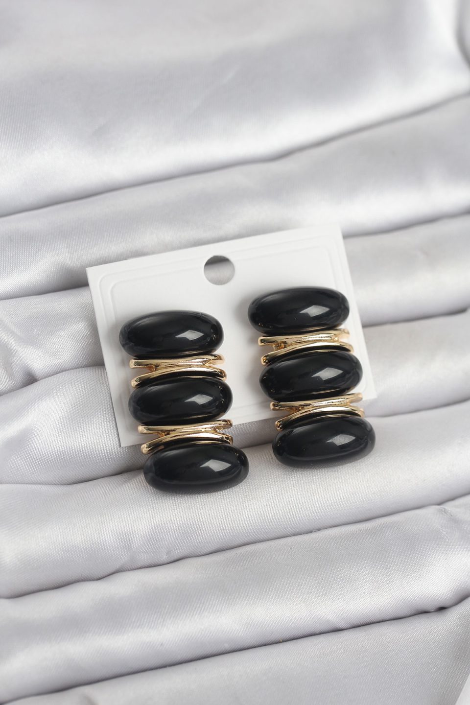Shekka Siyah Vintage Model Gold Renk Kadın Küpe