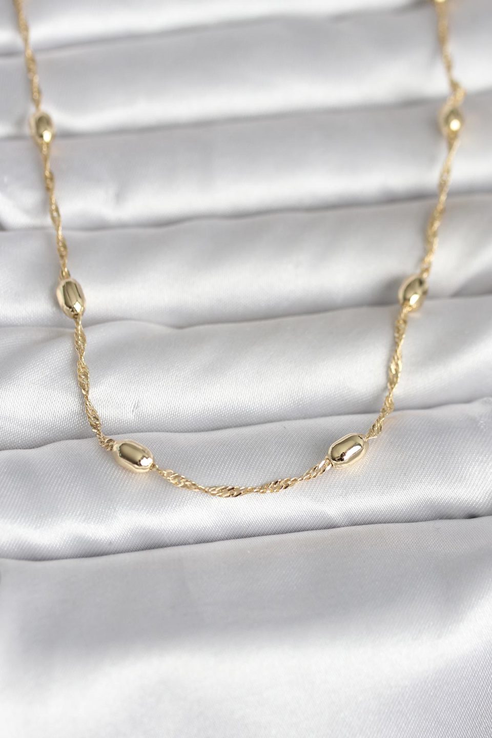 Shekka CM 14K Gold Renk Burgu Zincirli Damla Topçuk Model 45 cm Kadın Kolye