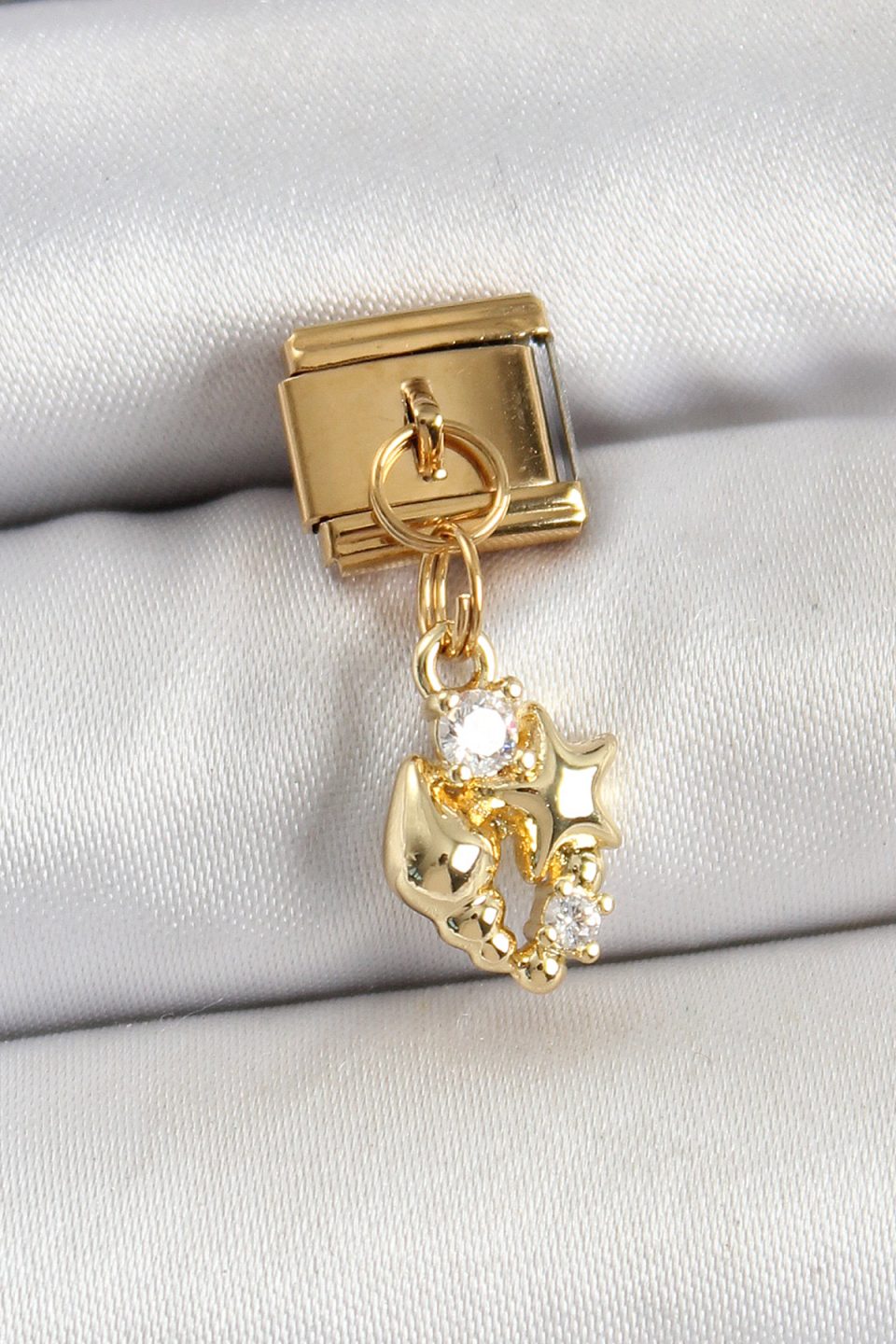 Shekka 316L Çelik Sallantılı Zirkon Taşlı Deniz Kabuğu Ve Yıldız Model Gold Renk Nomination Charm