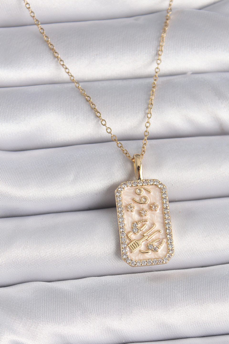 Shekka 316L Çelik Gold Renk Zincir Yengeç Burcu Zirkon Taşlı Kadın Kolye
