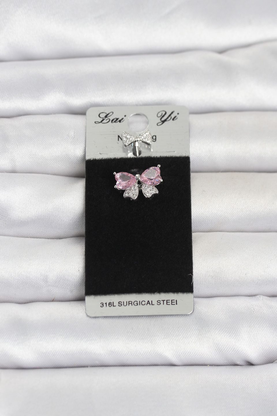 Shekka 316L Cerrahi Çelik Pembe Fiyonk Model Göbek Piercing