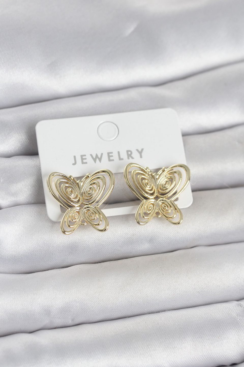 Shekka Füsun Küpesi Model Gold Renk Kelebek Model Pirinç Kadın Küpe